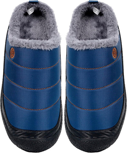 Womens Mens House Slippers Slip on Snow Winter Warm Fully Fur Lined Slippers Indoor Outdoor Shoes