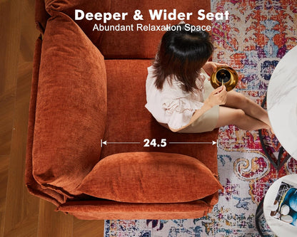 135.5" Oversized Modular Sectional Sofa, L Shaped Convertible Couch with Movable Ottoman, Large 6 Seat Corner Couches for Living Room Deep Seat Terracotta Orange Chenille