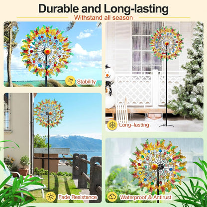 Lairander Butterfly Outdoor Wind Spinners, 84'' Large Garden Wind Spinner, Metal Yard Art Wind Sculptures & Spinners, Garden Decor for Outside Yard Ornaments Clearance Gift for Family