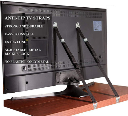 TV and Furniture Anti Tip Straps,Metal Heavy Duty TV Straps Child Safety,Adjustable Safety Furniture Wall Anchors for Baby Proofing Flat Screen TV,Dresser,Bookcase,Cabinets