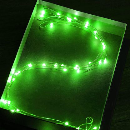 Mini St. Patrick's Day Fairy Lights Battery Operate, 2 Pack Copper Wire 3*AAA Battery Powered Led Starry Fairy String Lights for Bedroom, Christmas, Party, Wedding, Decoration(5m/16ft Green)