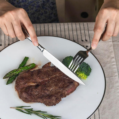 Alata Kate 48-Piece Silverware Set with steak knife Service for 8, Stainless Steel Flatware Set, Mirror Polished Cutlery Set Dishwasher Safe