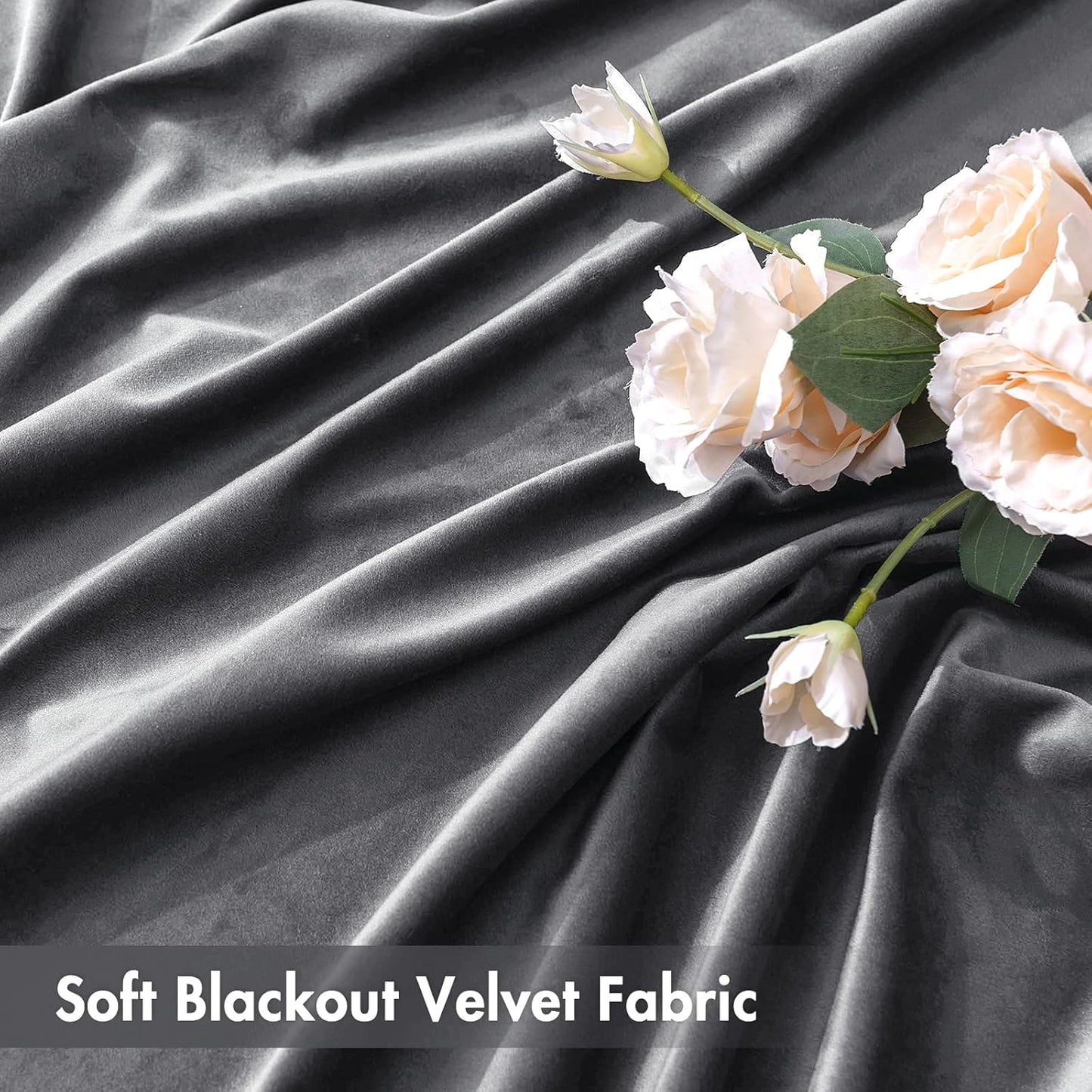 MIULEE Grey Velvet Curtains Thermal Insulated Blackout Curtain Drapes for Bedroom Living Room Darkening 108 Inches Long Curtains Panels Rod Pocket Set of 2