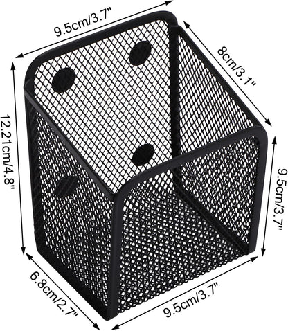 Black Small Magnetic Basket Set of 2, Refrigerator Basket, Magnetic Baskets Heavy Duty, Magnetic Storage for Locker Organizer Holder for Whiteboard Office, 3.7"x2.7"x4.8"