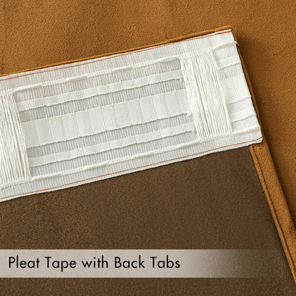 MIULEE Gold Brown Velvet Curtains 108 inches Long 2 Panels - Luxury Pinch Pleated Room Darkening Window Drapes for Bedroom Living Room Thermal Insulated Super Soft Extra Long, Back Tab Rod Pocket