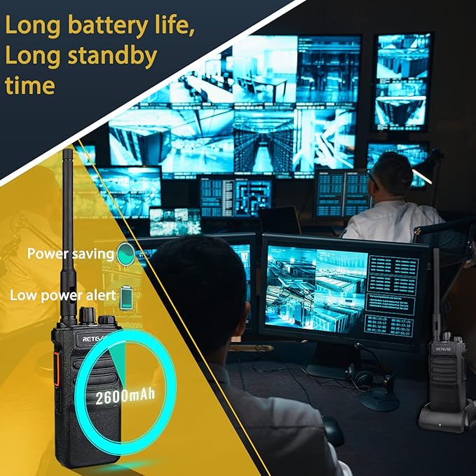 Retevis RT86 Professional 2 Way Radio Long Range,High Power Walkie Talkies for Adult with Shoulder Mic,Heavy Duty Two Way Radios Rechargeable,2600mAh,USB,Handheld Emergency Radio for Warehouse(4 Pack)