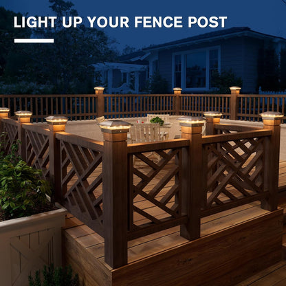 VOLISUN Solar Post Cap Light Outdoor 16pack,Solar Deck Fence - Post Lights Waterproof for 4x4 Wooden/4x4 Vinyl, with Warm White/Cool White for Garden/Patio/Porch