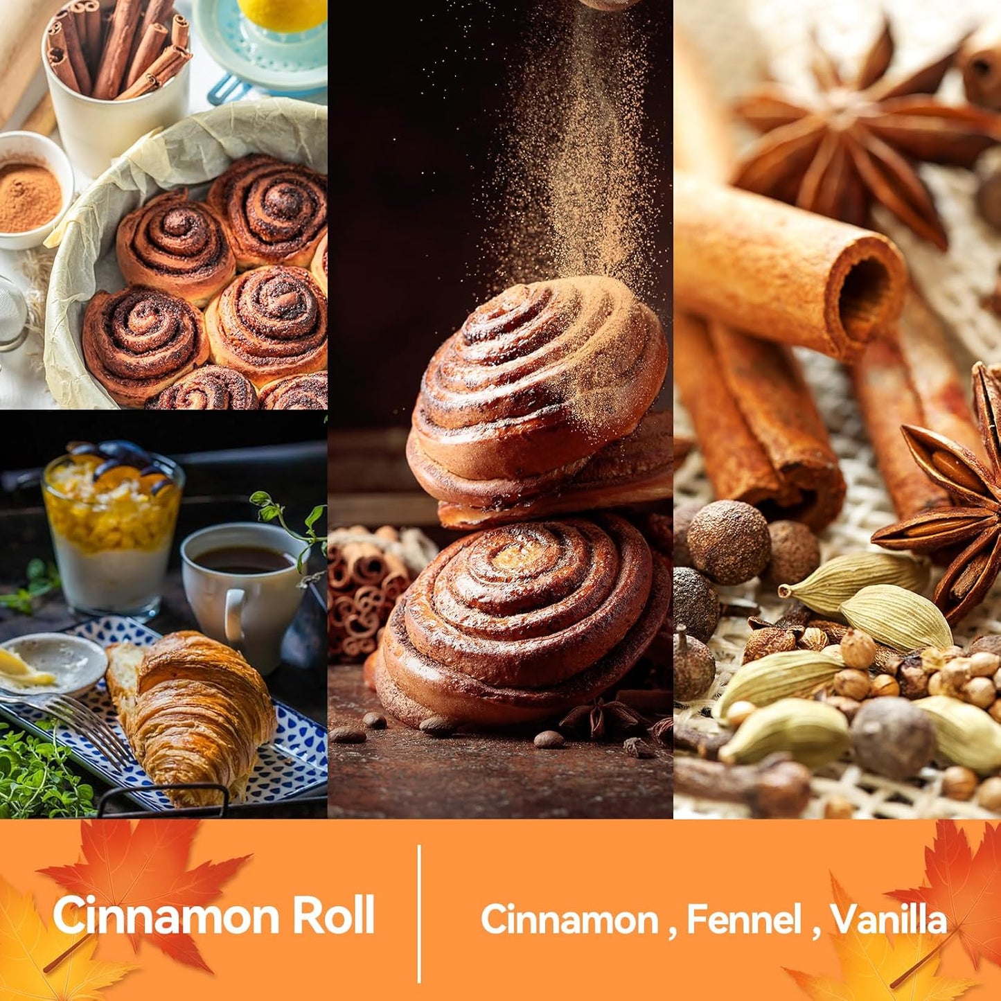 Cinnamon Roll Candles | Fall Cinnamon Candle - Autumn Scented Candle for Home, 7oz Soy Candles for Home Scented, Fall Gifts for Women & Men, Cozy Seasonal Sweet Scent for Autumn & Thanksgiving