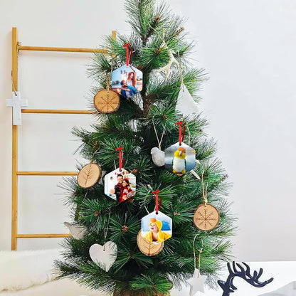Personalized Christmas Ornaments 2025 Wood Custom Picture Text Hanging Ornament Customized Christmas Tree Decorations Keepsake Gift for Family Couples Xmas Tree Home Decor