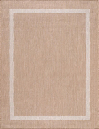Bordered Outdoor Rug 9x12 Washable Outside Carpet for Indoor Patio Porch Waterproof Easy Cleaning Non Shedding Area Rugs Beige 9 x 12