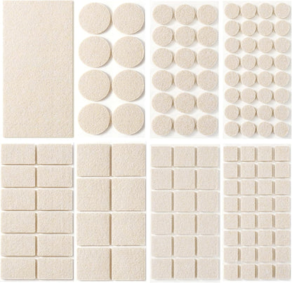 Felt Furniture Pads for Hardwood Floors 129 Piece, Furnigear Anti Scratches Felt Pads for Round, Square Chair Feet Self Adhesive Chair Felt Pads Sliders Moving Your Furniture Smoothly, Beige