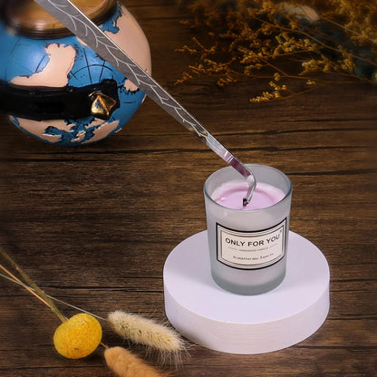 Lsnisni 4 in 1 Candle Accessory Set, Electric Lighter, Wick Cutter, Snuffer and Dipper, Steel Wick Trimmer Set - Silver