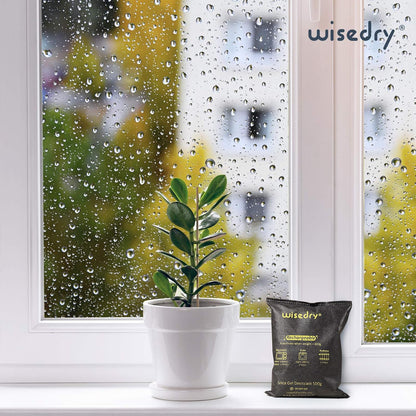 wisedry 4 x 500 Grams [4.4 lbs] Rechargeable Silica Gel Car Dehumidifier, Microwave Fast Reactivated Desiccant Packets Large for Gun Safe Closet Basement Garage Storage Moisture Absorber Bag Reusable