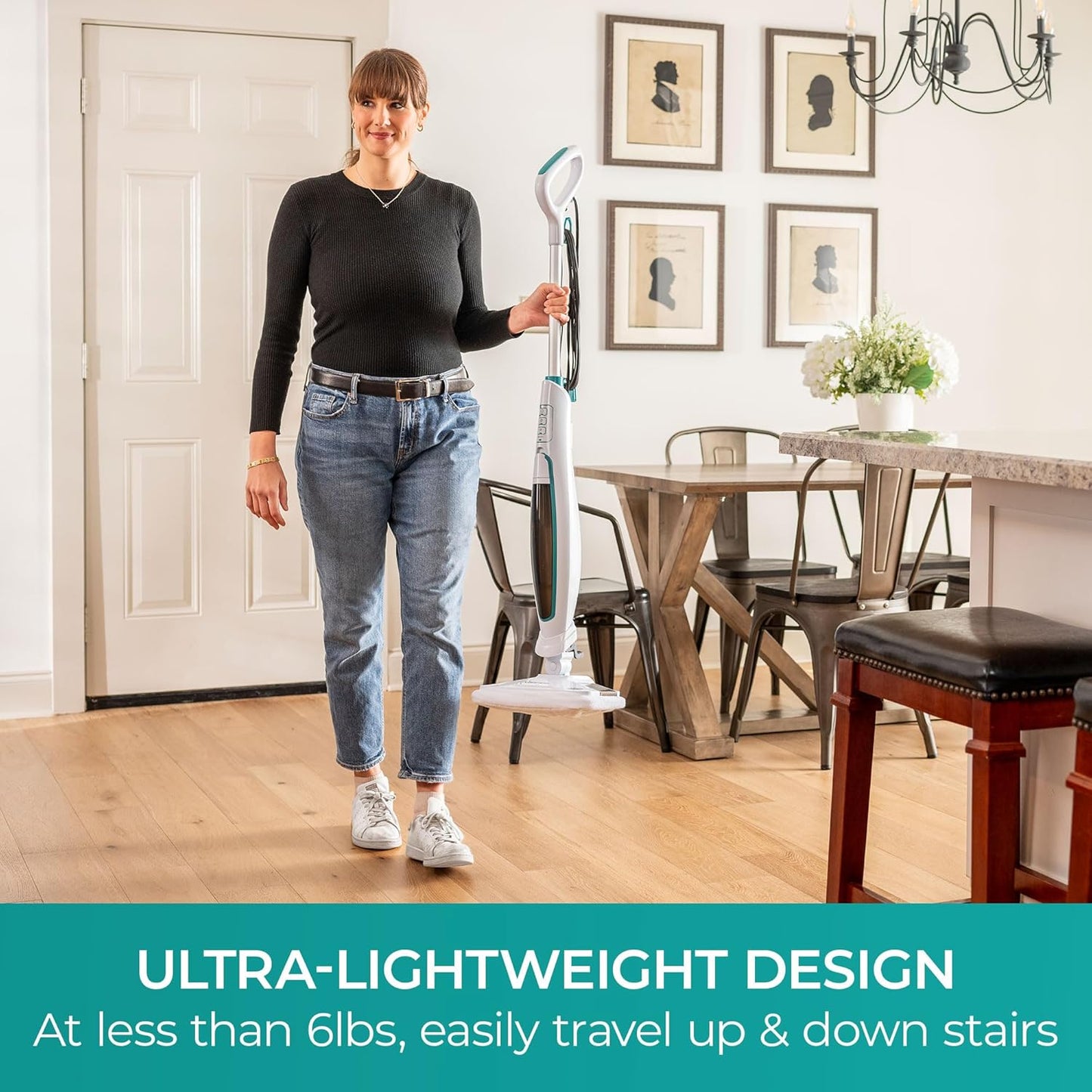 Kenmore SM2060 S200 Series Steam Mop for Floor Cleaning with Easy Scrubber & 2pcs Washable Pads, 2 Modes, Quick-Heating, Lightweight for Hardwood and Tile