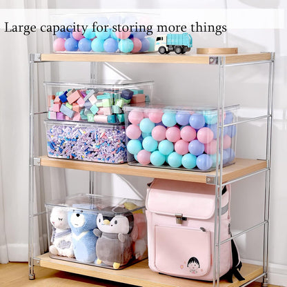 Storage Boxes, 5 Packs Transparent Food Organizer, Stackable Lidded Storage Bins (3 XL + 2M)