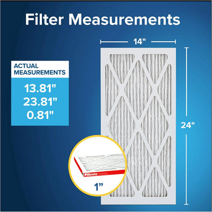 Filtrete 14x24x1 AC Furnace Air Filter, MERV 11, MPR 1000, Micro Allergen Defense, 3-Month Pleated 1-Inch Electrostatic Air Cleaning Filter, 6 Pack (Actual Size 13.81x23.81x0.81 in)