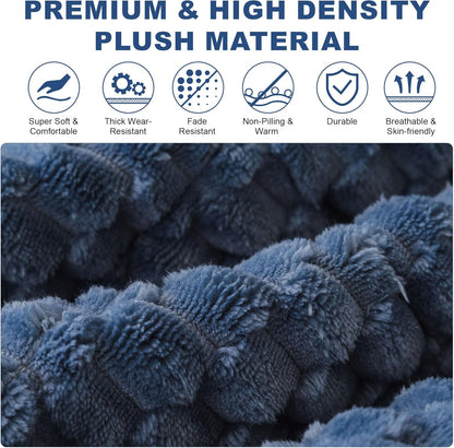 OTOB All Seasons Sofa Covers for 3 Cushion Couch Washable, Fuzzy Non Slip Kids & Pet Friendly Couch Cover Furniture Protector, Soft Plush Sofa Slipcovers Dog Bed Mats (Navy Blue, 31.5" x 70.9'')