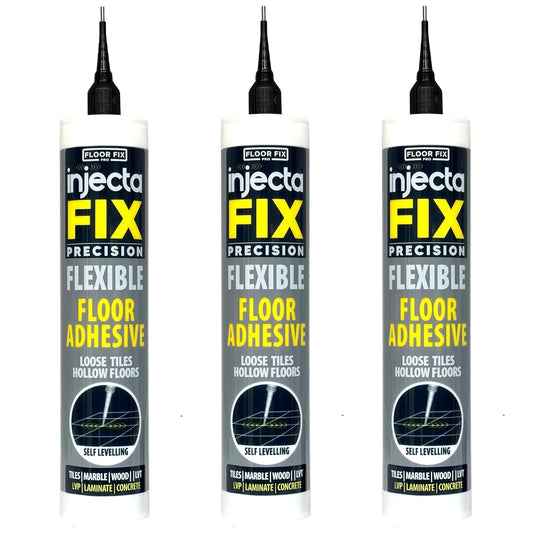 Precision 300ml from Floor-Fix Pro - Fix Loose Tiles - for Loose & Hollow Tiles, Wood, LVT & Laminate - Includes 1.9mm Syringe Tip - Adjustable to 6mm + Anti-Clog Performance (Pack of 3)