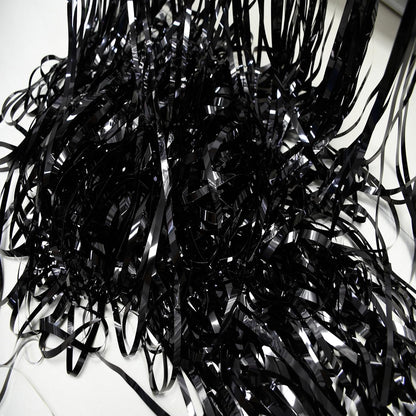 Foil Fringe Curtain Halloweens Party Decorations - Pure Black Tinsel Photo Backdrop Party Steamers Curtains for Birthdays Music Christmas Stranger Theme Parties
