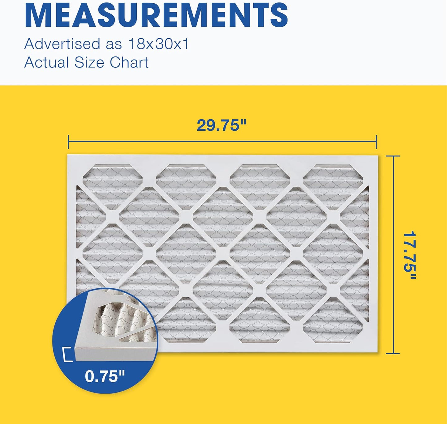 Aerostar 18x30x1 MERV 8 Pleated Air Filter, AC Furnace Air Filter, 6 Pack (Actual Size: 17 1/2" x 29 1/2" x 3/4")