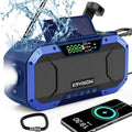 Hand Crank Emergency Weather Radio Solar Power with AM FM NOAA,Wind Up Flashlight,Cell Phone Charger, 5000mAh Rechargeable Battery,SOS Alarm,Portable,Waterproof,for Survival,Storm and Power Outage