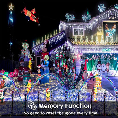 Icicle lights Outdoor - 66ft Christmas Lights with 640LED 120 Drops 8 Modes, Plug in Curtain String Lights Waterproof for Holiday Wedding Party Home Garden Bedroom Indoor Outdoor Decoration,Cool White