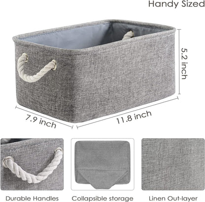 TheWarmHome Storage Bins for Shelves - 11.8x7.9x5.2 inch Grey Small Storage Baskets for Organizing, Fabric Storage Cubes Closet Organizer for Home Nursery Gift Decorative (Gray)