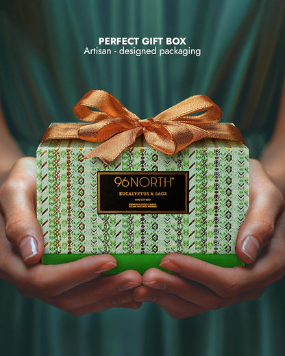 96NORTH Luxury Eucalyptus & Sage Soy Candle | Large 3 Wick Jar Candle | Up to 50 Hours Burning Time | 100% Natural Soy Wax | Housewarming Gift for Men and Women