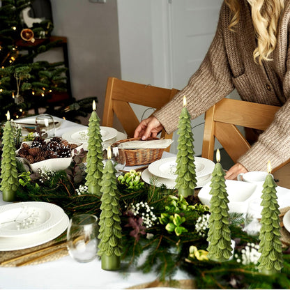 6 Pcs Christmas Tree Shaped Candles Xmas Wax Scented Candles Light Green Decorative Christmas Tree Gifts for Xmas Eve Winter Holiday Party New Year Bedroom Room Table Decor, Stylish Style