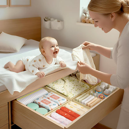DIMJ Drawer Organizer Clothes - 16 Pack Baby Dresser Organizer for Nursery, Foldable Drawer Organizer Bins for Closet Bedroom Organization, Fabric Clothes Storage Dividers for Underwears, Socks, Bras