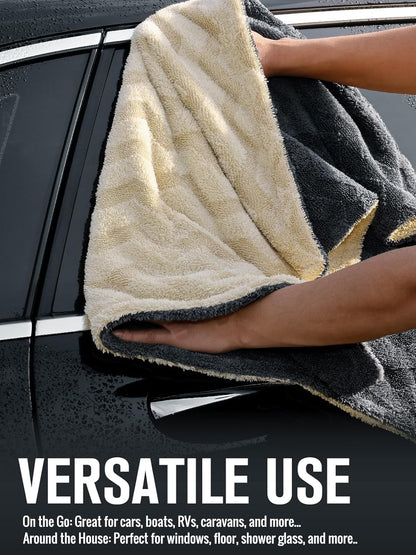 Fantasticlean Extra Large Car Drying Towel- 36‘’ by 24'' -Premium Microfiber Cleaning Cloth with Twisted Loop & Coral Fleece, Ultra Absorbent, Scratch-Free for Car Detailing