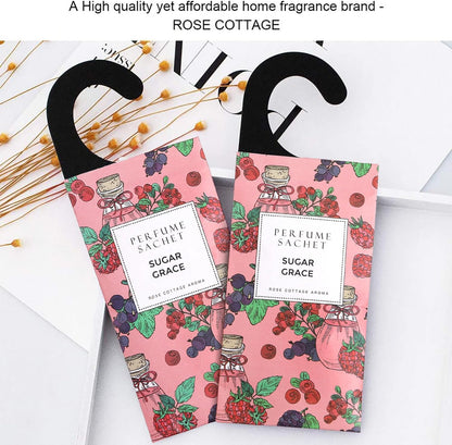 ROSE COTTAGE Large 12 Packs Sugar Grace Hanging Closet Deodorizer Air Freshener Long Lasting Scented Sachets Smell Goods for House