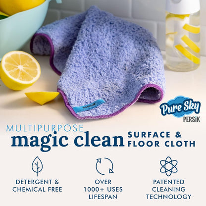 Pure-Sky Magic Deep Clean Cleaning Cloth – JUST ADD Water No Detergents Needed - Multipurpose Ultra Microfiber Cloth - Stick-Attachable for Mop, or as Handheld Microfiber Towels to Clean Any Surfaces