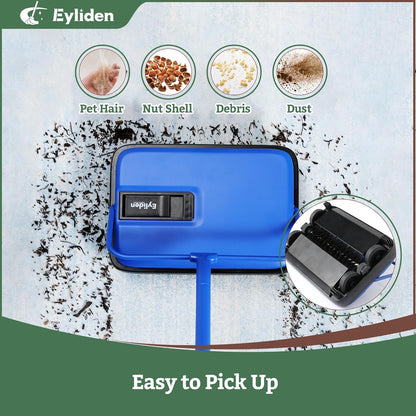 Eyliden Carpet Sweeper, Mini Size Lightweight Hand Push - No Noise, Non-Electric, Easy Manual Sweeping Only for Carpet Cleaning (Blue)