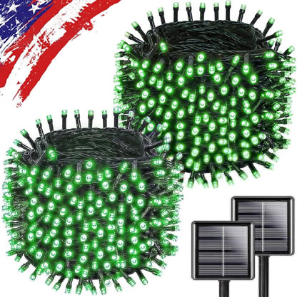 Upgrade Solar String Lights for Outside 2 Pack Total 180FT 500LED String Lights Outdoor with 8 Modes, IP65 Waterproof Outdoor Solar Twinkle Lights, Garden Tree Party Christmas Decorations, Green