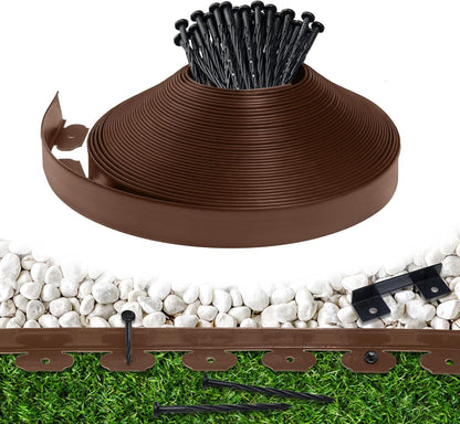 Garden Edging Border,Plastic Edging for Landscaping,Flower Bed, Paver and Lawn Edging Border (2Inchx100FT-2, Brown)