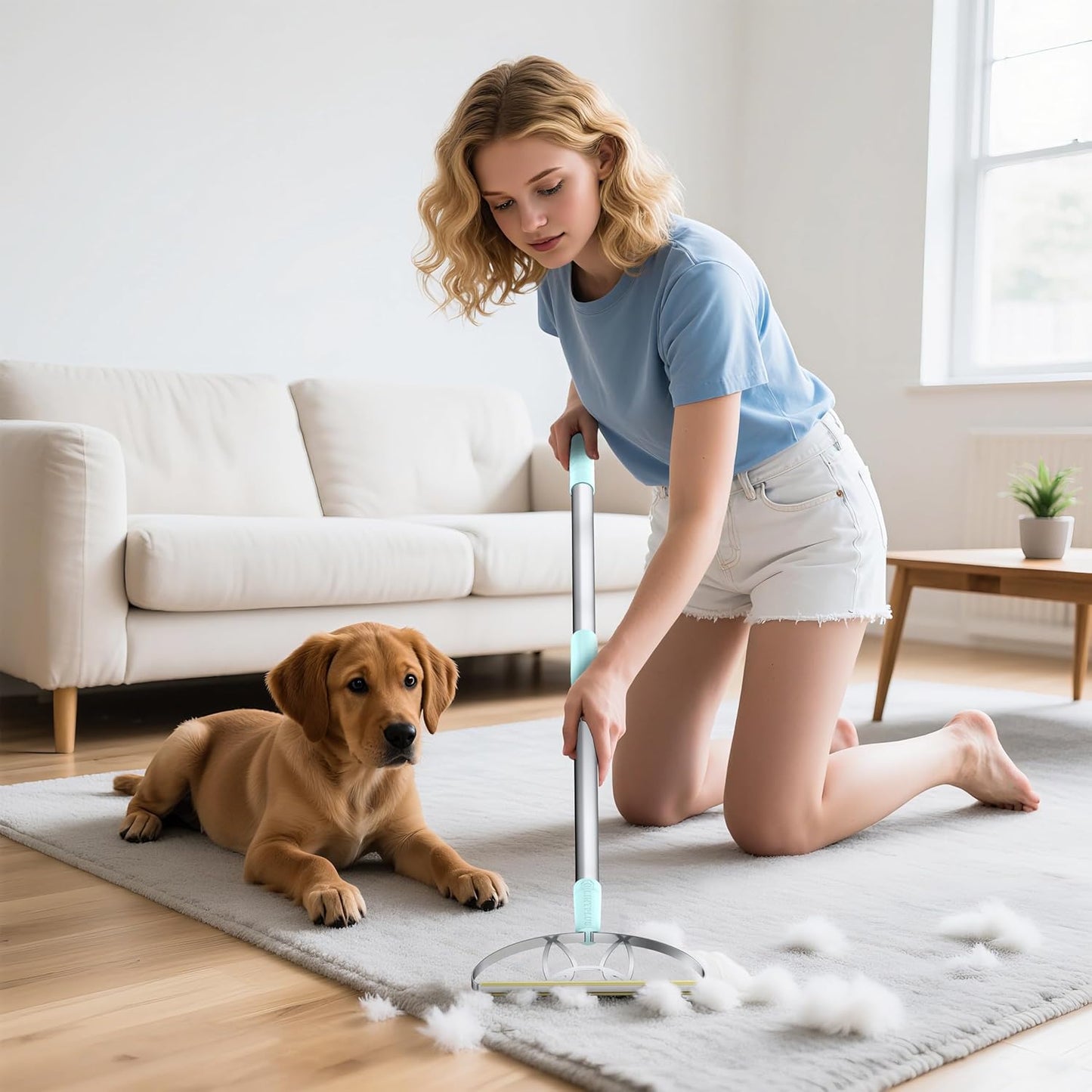 ULTRA+MAX+Pro LINTPLUS Pet Hair Remover Kit - 3-Size Carpet Rakes (S/M/L) w/Stainless Steel Handles - For Rugs, Carpets, Floors & Furniture - Stand-Up Design