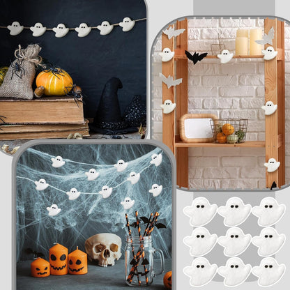 24 Pcs Halloween Felt Ghosts Wool Felted DIY Ornament Ghost for Halloween Party Decoration Home Indoor Outdoor Supplies(White)