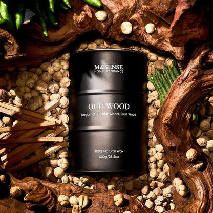 M&SENSE Oud Wood Large Scented Candles Natural Soy Wax, 21.2oz Long Lasting Up to 120 Hours Burning Time, Unique Candle Gifts for Men Women