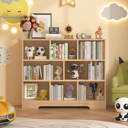 Book Shelf Set of 2, 8 Cubes Storage Organizer, Freestanding Wooden Bookshelf Cube Shelf for Bedroom, Living Room, Home Office, 3-Tier Open Bookshelf Wooden Bookcase