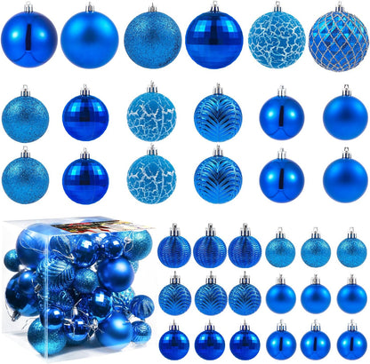 LANGXUN 36pcs Blue Christmas Tree Decorations Balls, Bolas De Navidad, 2025 Christmas Decor, Indoor Outdoor Shatterproof Christmas Ornaments, Xmars Party Wedding Suppiles