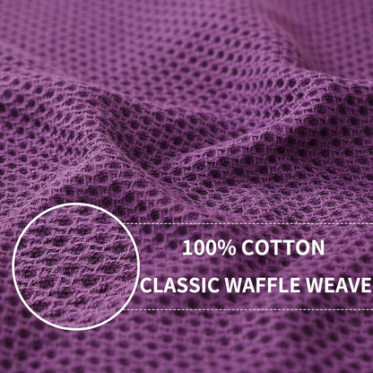 Homaxy 100% Cotton Waffle Weave Kitchen Dish Cloths, Ultra Soft Absorbent Quick Drying Dish Towels, 12 x 12 Inches, 8-Pack, Purple