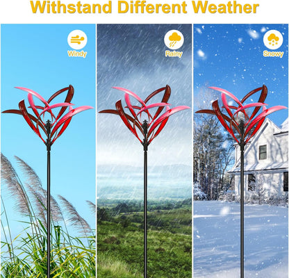 LimeHill Wind Spinner for Garden and Yard - Large Metal Kinetic Wind Sculptures Yard Art Outdoor (Burgundy 2)