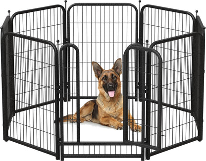 Metal Dog Playpen, 40 Inch Height 8 Panels, Ideal Dog Fence for Large/Medium/Small Dogs Indoor & Outdoor Bliss, Perfect Dog Pen for Camping, Yard, and RV | Black-Silver
