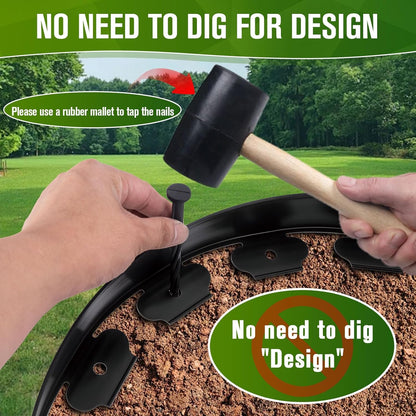 Landscape Edging, 3" x 66' Garden Edging, No Dig Edging for Landscaping with 80 Pcs Anchoring Spikes, Flexible Landscape Border Edging for Landscaping, Yard Lawn, Flower Beds(Black)