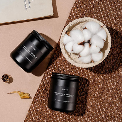 2 Pack Teakwood & Mahogany Candle | Scented Candles for Men, Man Gifts for Men - Masculine Candles - Soy Candle for Home Scented - 7oz Black Jar, Long Lasting