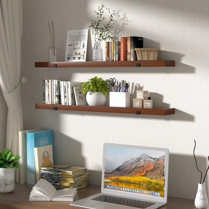 CONSDAN Floating Shelf for Wall Mounted Book Shelf Hanging Shelves Floating Bookshelf for Bedroom, Bathroom, Living Room, Kitchen USA Grown Solid Hardwood, Dark Maple 60x7.5x1.5 in