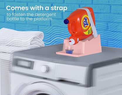 TidyFriend Laundry Detergent Holder Stand Organizer with Drip Tray, 3 Pack Laundry Soap Holder with Non-Slip Rubber Feet for Washing Space Organization, Angled Downward Slope for Easy Pouring (Rose)
