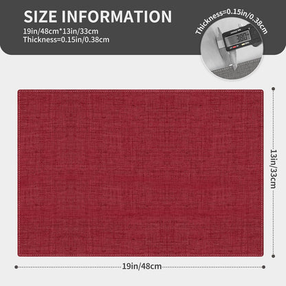 Cloth Placemats, Set of 6 Heat-Resistant Cotton Linen Blend Double Layered Machine Washable Place Mats, Wrinkle Free Thick Fabric Dining Table Mats for Indoors & Outdoors (Burgundy, 6)