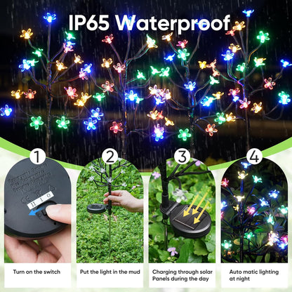 Solar Garden Lights Outdoor,Waterproof Solar Lights for Outside Decorative 4Pack, 80Led Flowers Garden Decor, Outdoor Lights for Yard Pathway,Lawn,Garden Decorations